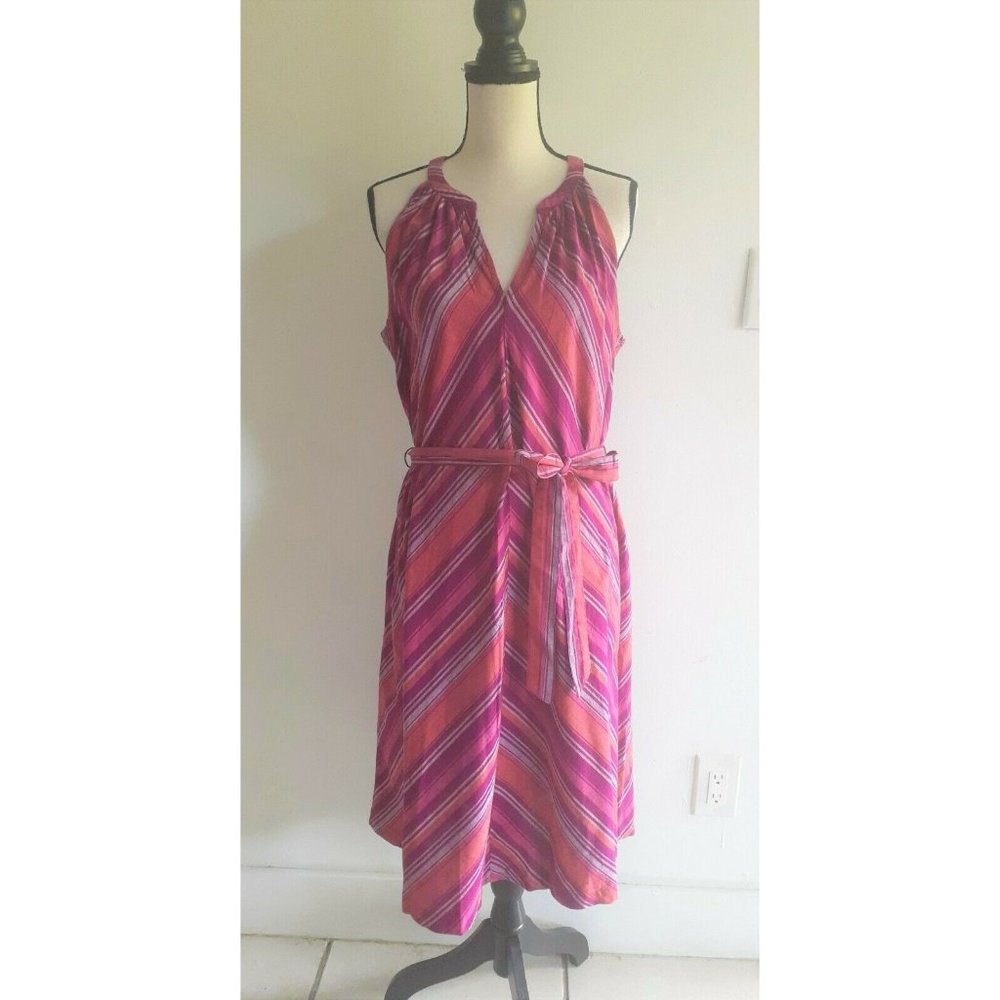 A New Day Sleeveless Cotton Dress Purple Multi Stripes size XL